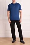 Men's polo shirt with collar and zip fastening in noble blue tone Massimo Sforza - 100% cotton. Closure: Zipper. Country of manufacture: Italy. Care: specialized cleaning - photo 2