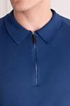 Massimo Sforza Men's polo shirt with collar and zip fastening in noble blue tone - 100% cotton. Closure: Zipper. Country of manufacture: Italy. Care: specialized cleaning - photo 5