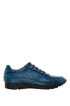 Tardini Men's crocodile leather snickers blue - textured leather. 100% crocodile skin. lacing. height 2cm. Country of manufacture: Italy. Care: specialized cleaning - photo 1