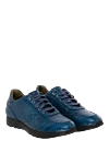 Tardini Men's crocodile leather snickers blue - textured leather. 100% crocodile skin. lacing. height 2cm. Country of manufacture: Italy. Care: specialized cleaning - photo 3