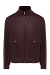 Brunello Cucinelli Burgundy leather jacket for men - Brand Emblem. 100% leather. Closure: Zipper. Two zippered side pockets. Country of manufacture: Italy. Care: specialized cleaning - photo 1