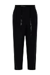 Brunello Cucinelli Women's silk trousers in shiny stripe black - striped pattern. two side pockets, two back pockets. silk. button, zipper. Country of manufacture: Italy. Care: specialized cleaning - photo 1
