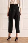 Women's silk trousers in shiny stripe black Brunello Cucinelli - striped pattern. two side pockets, two back pockets. silk. button, zipper. Country of manufacture: Italy. Care: specialized cleaning - photo 4