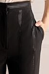 Brunello Cucinelli Women's silk trousers in shiny stripe black - striped pattern. two side pockets, two back pockets. silk. button, zipper. Country of manufacture: Italy. Care: specialized cleaning - photo 5