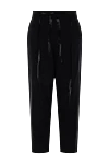 Women's silk trousers in shiny stripe black Brunello Cucinelli - striped pattern. two side pockets, two back pockets. silk. button, zipper. Country of manufacture: Italy. Care: specialized cleaning - photo 6