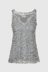 Brunello Cucinelli Top made of silk and elastane gray for women - embroidery, fringe. 96% silk and 4% elastane. Country of manufacture: Italy. Care: specialized cleaning - photo 1