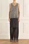 Top made of silk and elastane gray for women Brunello Cucinelli - embroidery, fringe. 96% silk and 4% elastane. Country of manufacture: Italy. Care: specialized cleaning - photo 2