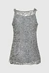 Top made of silk and elastane gray for women Brunello Cucinelli - embroidery, fringe. 96% silk and 4% elastane. Country of manufacture: Italy. Care: specialized cleaning - photo 6