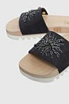 Brunello Cucinelli Women's slippers with floral embroidery and beads, gray - contrasting sole, beaded flower embroidery. wool, cotton, elastane. Country of manufacture: Italy. Care: specialized cleaning - photo 5
