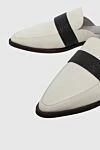 Brunello Cucinelli Босоніжки жіночі білі шкіряні з близкучою смужкою - контрастна смужка. натуральна шкіра. Підбори: 2 см. Країна виробник: Італія. Догляд: спеціалізоване чищення - фото 5