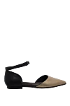 Brunello Cucinelli Women's leather sandals with a black back - contrasting background. genuine leather. buckle. Country of manufacture: Italy. Care: specialized cleaning - photo 1