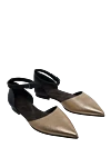 Brunello Cucinelli Women's leather sandals with a black back - contrasting background. genuine leather. buckle. Country of manufacture: Italy. Care: specialized cleaning - photo 3