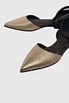 Brunello Cucinelli Women's leather sandals with a black back - contrasting background. genuine leather. buckle. Country of manufacture: Italy. Care: specialized cleaning - photo 5