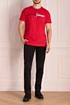 Red T-shirt with black and white logo and tiger emblem Philipp Plein - logo and pattern print. 100% cotton. Country of manufacture: Italy. Care: specialized cleaning - photo 2