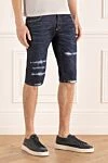 Philipp Plein Шорты из хлопка синие мужские - эффект потертости, прорехи. 98% хлопок, 2% эластан. молния, пуговица. три боковых кармана, два кармана сзади. Страна производитель: Германия. Уход: специализированная чистка - фото 3