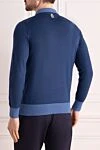 Long sleeve polo from wool, silk and cashmere blue for men Billionaire - Embroidered logo, contrasting cuffs and hem. Long sleeve. 60% wool, 30% silk, 10% cashmere. Buttons. Country of manufacture: Italy. Care: specialized cleaning - photo 4