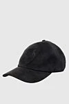 Billionaire Blue suede cap for men - Logo embroidery. 100% suede. Country of manufacture: Italy. Care: specialized cleaning - photo 3