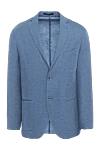 Corneliani Blue linen and cotton jacket for men - slot. 55% linen, 45% cotton. two buttons. three internal, two side, chest pocket. Lining: 100% cupro. Country of manufacture: Italy. Care: specialized cleaning - photo 1