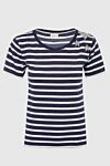 Saint Laurent Blue cotton T-shirt for women - striped pattern, crystal stars. 100% cotton. Country of manufacture: Italy. Care: specialized cleaning - photo 1