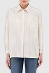 Gentryportofino Women's cotton blouse in stripes beige - striped pattern. cotton. buttons. Country of manufacture: Italy. Care: specialized cleaning - photo 3