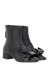 N21 Women's black leather boots with a bow - bow. leather. Heel height: 4 centimeters. zipper. Country of manufacture: Italy. Care: specialized cleaning - photo 3