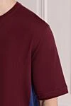 Cesare di Napoli Men's burgundy cotton T-shirt - 100% cotton. Country of manufacture: Italy. Care: specialized cleaning - photo 5