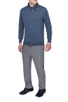 Long-sleeved cashmere polo shirt blue for men Bilancioni - Long sleeve. 100% cashmere. Buttons. Country of manufacture: Italy. Care: specialized cleaning - photo 2