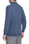 Long-sleeved cashmere polo shirt blue for men Bilancioni - Long sleeve. 100% cashmere. Buttons. Country of manufacture: Italy. Care: specialized cleaning - photo 4