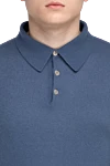 Bilancioni Long-sleeved cashmere polo shirt blue for men - Long sleeve. 100% cashmere. Buttons. Country of manufacture: Italy. Care: specialized cleaning - photo 5