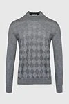 Bilancioni High-collar stand-up woolen sweater gray for men - Embossed diamond pattern. High collar stand. 100% wool. Country of manufacture: Italy. Care: specialized cleaning - photo 1