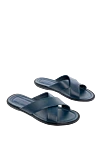 Doucal`s Blue leather slippers for men - binding. leather interior. 100% leather. polyurethane. Country of manufacture: Italy. Care: specialized cleaning - photo 3