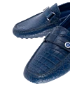 Billionaire Men's alligator leather moccasins blue - Strap. 100% alligator skin. Interior: Leather. Insole: Leather. Outsole: Rubber. Country of manufacture: Italy. Care: specialized cleaning - photo 5