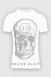 Philipp Plein White cotton T-shirt for men - print, rhinestone pattern. 100% cotton. Country of manufacture: Italy. Care: specialized cleaning - photo 1