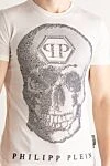 Philipp Plein White cotton T-shirt for men - print, rhinestone pattern. 100% cotton. Country of manufacture: Italy. Care: specialized cleaning - photo 5