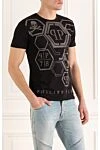 Philipp Plein Black cotton T-shirt for men - print, logo, pattern, rhinestones. 100% cotton. Country of manufacture: Italy. Care: specialized cleaning - photo 3