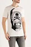 Philipp Plein White cotton T-shirt for men - print, logo, pattern, rhinestones. 100% cotton. Country of manufacture: Italy. Care: specialized cleaning - photo 3