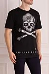 Philipp Plein Black cotton T-shirt for men - print, logo, pattern, rhinestones. 100% cotton. Country of manufacture: Italy. Care: specialized cleaning - photo 3