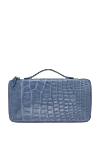 Men's alligator leather clutch bag in gray Tardini - Textured leather, brand logo. 100% alligator skin. Closure: Zipper. Two compartments. Country of manufacture: Italy. Care: specialized cleaning - photo 4