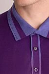 Cesare di Napoli Cotton polo purple for men - Contrasting trim. 100% cotton. Buttons. Country of manufacture: Italy. Care: specialized cleaning - photo 5