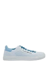 Plein Sport Women's textile sneakers with blue laces in white - logo patch, perforation, contrast lacing. textile. lacing. Country of manufacture: Italy. Care: specialized cleaning - photo 1