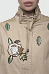 Alessandra Chamonix Beige cotton windbreaker for women - sequin decoration. 100% cotton. Closure: buttons. two side pockets. Country of manufacture: Italy. Care: specialized cleaning - photo 5