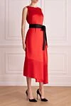 Amanda Wakeley Red silk and polyester dress for women - zipper. contrasting belt. 50% silk, 50% polyester. Country of manufacture: Italy. Care: specialized cleaning - photo 3