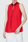 Amanda Wakeley Women's silk blouse sleeveless red - Fastener: tie. silk. Country of manufacture: Italy. Care: specialized cleaning - photo 3