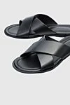 Doucal`s Black leather flip flops for men - binding. leather interior. 100% leather. polyurethane. Country of manufacture: Italy. Care: specialized cleaning - photo 5