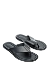 Doucal`s Black leather flip flops for men - binding. leather interior. 100% leather. polyurethane. Country of manufacture: Italy. Care: specialized cleaning - photo 3