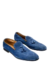 Doucal`s Blue suede loafers for men - contrast sole, tassels. leather interior, heel height 2 cm. 100% suede. Insole: leather. Country of manufacture: Italy. Care: specialized cleaning - photo 3