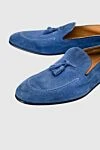 Doucal`s Blue suede loafers for men - contrast sole, tassels. leather interior, heel height 2 cm. 100% suede. Insole: leather. Country of manufacture: Italy. Care: specialized cleaning - photo 5