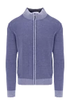 Umberto Vallati Men's cotton cardigan purple - Contrast cuffs and collar. 100% cotton. Closure: Zipper. Country of manufacture: Italy. Care: specialized cleaning - photo 1