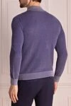 Men's cotton cardigan purple Umberto Vallati - Contrast cuffs and collar. 100% cotton. Closure: Zipper. Country of manufacture: Italy. Care: specialized cleaning - photo 4