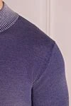 Umberto Vallati Men's cotton cardigan purple - Contrast cuffs and collar. 100% cotton. Closure: Zipper. Country of manufacture: Italy. Care: specialized cleaning - photo 5